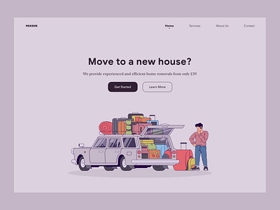 Home Removals Service Web Concept branding flat illustration minimal typography ui ux vector web web design website website design