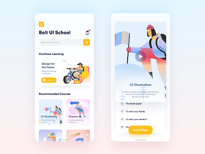 UI Design School Application app app design application course design edtech education flat illustration ios minimal typography ui ux