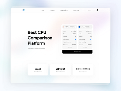 CPU Comparison Platform design fluent design gradient icon ui ui design ux web web design website