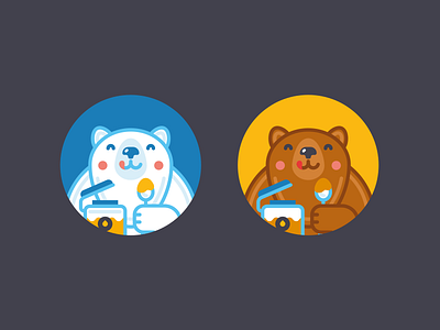 bears bear blue honey icon illustration polar vector yellow
