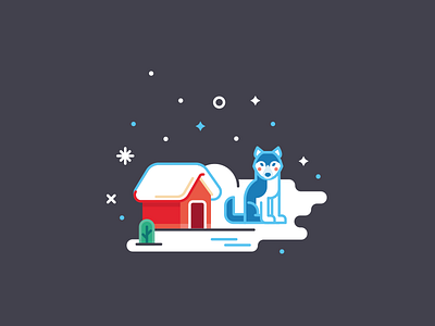 husky dog house husky icon illustration snow vector winter