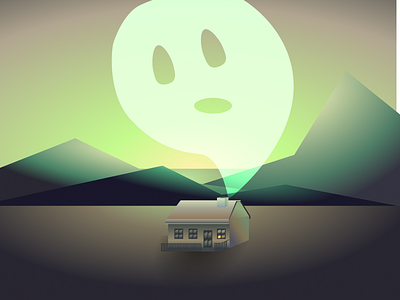 Haunted Cabin cabin creepy ghost halloween haunted haunted house illustration landscape vector