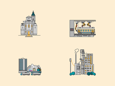 Industrial building illustrations