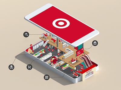 Target App app infographic isometric mobile shopping