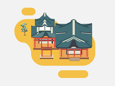 Kyoto Temple icon illustration japanese kyoto temple