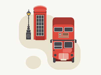 London Icon bus double decker illustration london phone booth