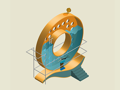 Letter Q illustration isometric letter q typography