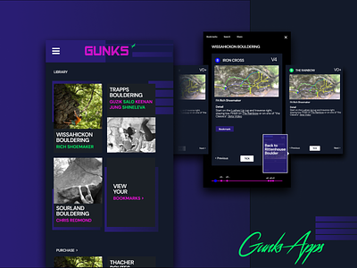 Gunks Apps Climbing App 'redesign' 80s style book bouldering dark ui guide iphone kindle rock climbing ui ux vaporwave