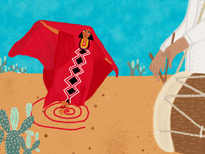 Iiwa - Yonna character culture dance desert digital paint drum etnic girl illustration short film traditions tribe wayuu women