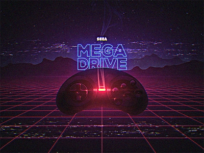 Sega Mega Drive 80th gamepad megadrive neon sega synthwave tv