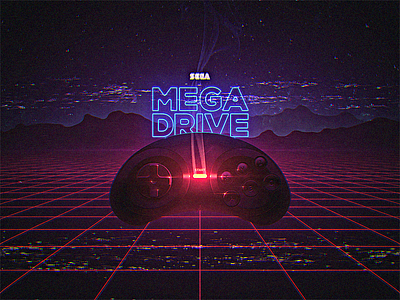 Sega Mega Drive 80th gamepad megadrive neon sega synthwave tv