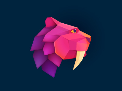 Beast icon logo mark identity beast lion tiger sabre-toothed icon logomark polygonal colors purple
