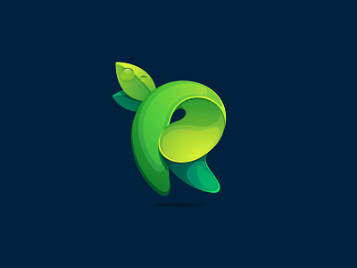 Green R letter dew eco green icon leaf letter logo mark
