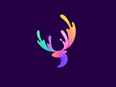 Multicolor deer deer head horns logo mark multicolor raindeer splash