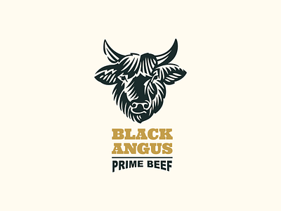 Black Angus bull head silhouette bull emblem engraving head logo mark silhouette vintage