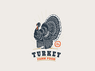Turkey with big tail vintage silhouette emblem branding emblem illustration logo mark thanksgiving turkey vector