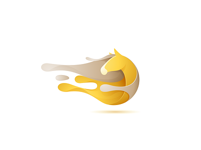 Gold horse concept with paint splashes circle gold head horse logo mark painting splash