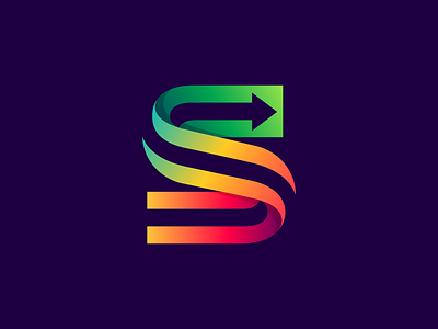 S + arrow sign arrow colorful letter logo multicolor rainbow s