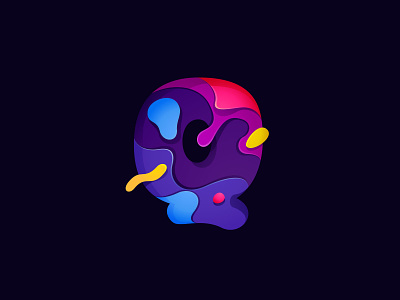Paper cut letter Q multicolor logo carving colorful icon letter logo mark multicolor origami