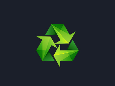 Recycling symbol arrow eco eco friendly facets green icon logo lowpoly triangle