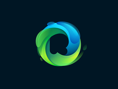 R logo circle color eco letter logo r watercolor