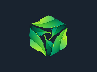 Eco icon proposal. Three leaves in a hexagon.