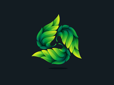 Green leaves logo circle eco green hop icon leaf logo mark triangle