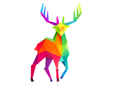 Rainbow christmas deer christmas crystal deer logo low poly mark rainbow xmas