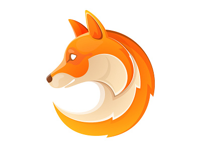 Fox circle fox head logo mane mark orange