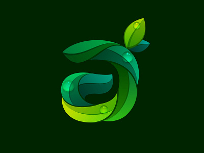 Letter A a dew green leaf leaves letter logo mark