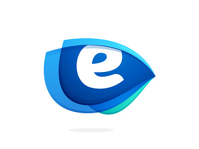 E letter bird blue e eye icon letter logo wing