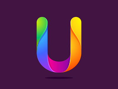 U letter colorful letter line logo mark multicolor rainbow u