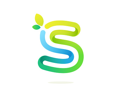 S letter eco ecology green leaf leaves letter line s