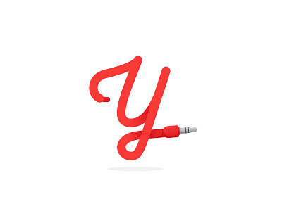 Y letter formed by jack cable cable jack letter red y