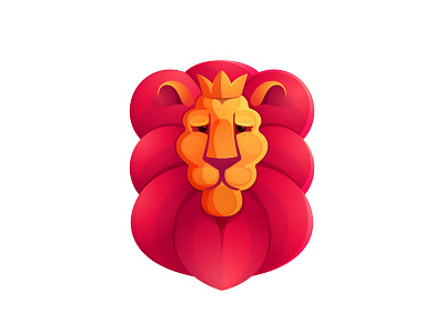 Lion head crown face head lion logo mane mark red security shield