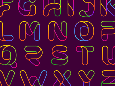 One line letters alphabet colorful letter line neon rainbow