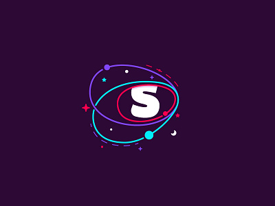 S - Space letter logo orbit planet s space star