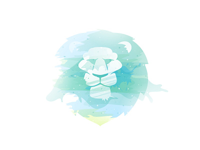 Lion head blue clean face head ink light lion logo mane mark splash watercolor