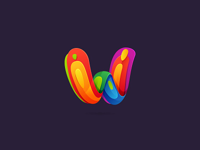 Splash W letter w logo w multicolor rainbow splash