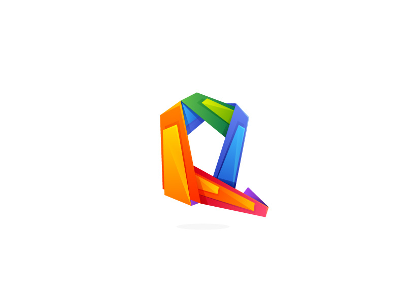 q letter in low poly design style