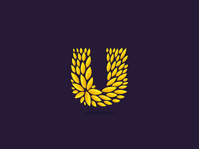 Gold U award gold icon laurel leaf letter logo star u wreath