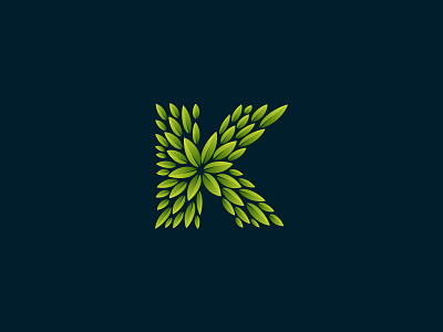 Green K green k leaf leaves letter logo mark