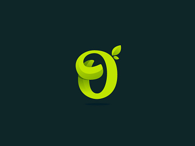 Green O green leaf leaves letter logo mark o