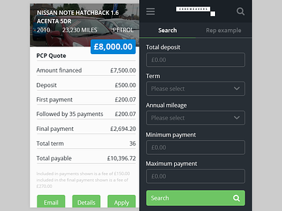 Car Payment Search Mobile App