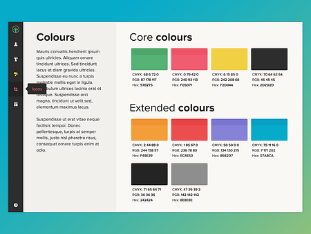 Style Guide Colours Page by Rob Simpson for Geckotree on Dribbble