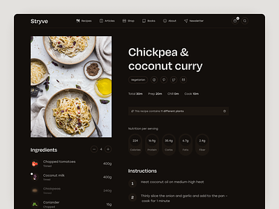 Stryve Recipe Dark Mode