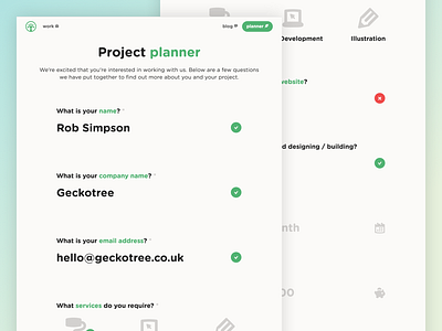 Geckotree Project Planner Page