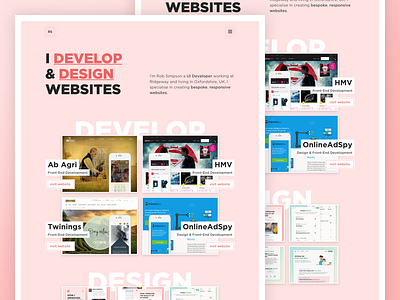 Rob Simpson Home Page design front end portfolio showcase work