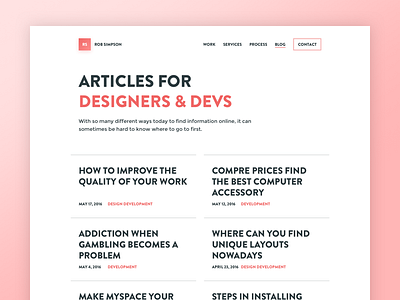 Rob Simpson Blog Listing Page article blog date flat next post prev