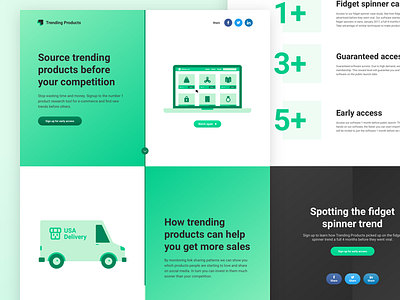 Product Landing Page cta gradient illustration laptop list overlay products signup trending van